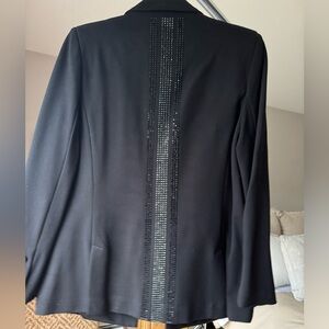 Central Park West Black Blazer with Crystal Embellishments (size L)